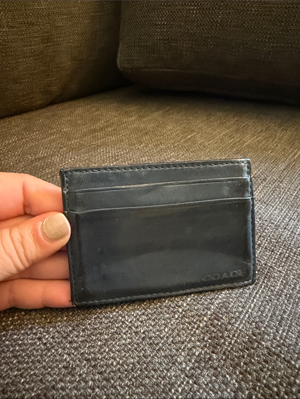 Coach Black Leather Card Holder with Multiple Card Slots